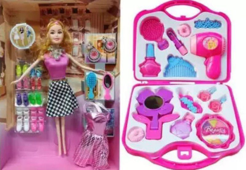 Novelty Enterprises Sweet Happy Doll with Doll Dress & Makeup Accessories SET FOR GIRL  (Multicolor)