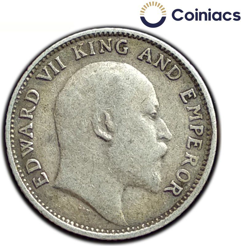 COINIACS Scarce 1/4 Rupee - Edward VII King and Emperor (1903-1910) Silver Coin, British India Uniform Coinage, Medieval Coin Collection  (1 Coins)