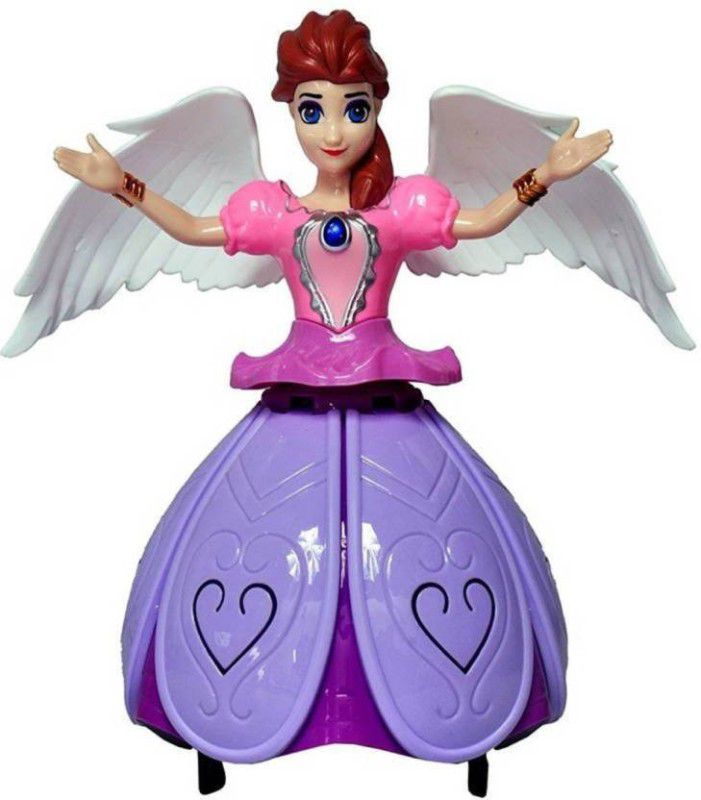 Luxafare Princes Angel Girl Robot With Lights and Music Angel Girl Dancing Doll Robot Music Baby Toy 3D LED Lights  (Multicolor)