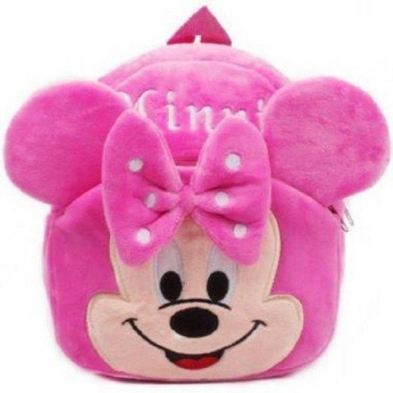Pocket Whole Embroidered Soft pink minnie school Bag special for kids - 30 cm  (Pink)