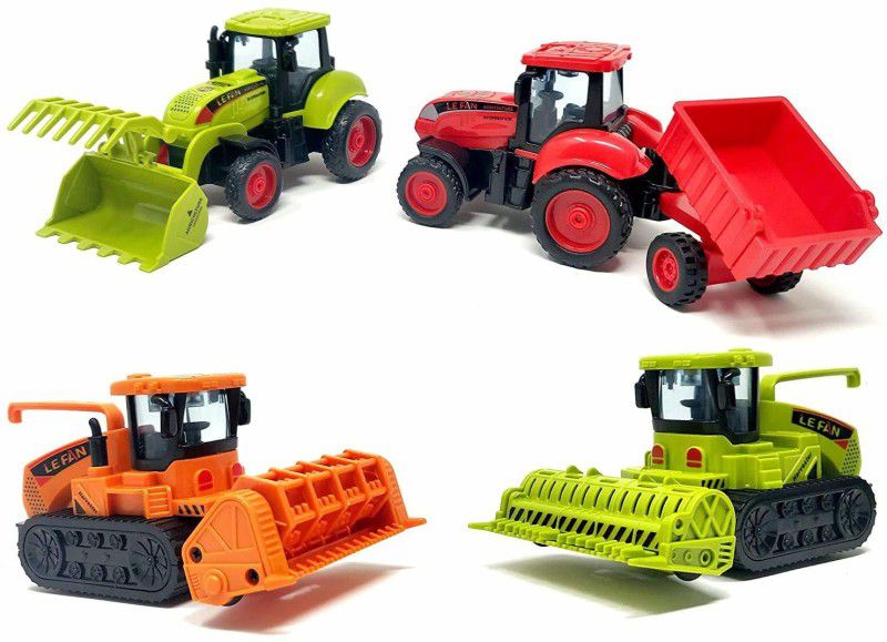 KGINT Agriculture Farm Trucks Toy for Kids | Push and Go Vehicle Toy for Toddlers |Farm Trucks Toy Set 4  (Multicolor)