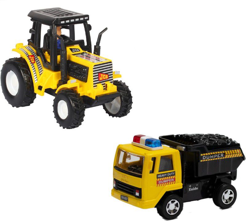 DEALbindaas Combo of Coal Carrier & Tractor Pull Back Die-Cast Scaled Model Toy  (Multicolor, Pack of: 2)