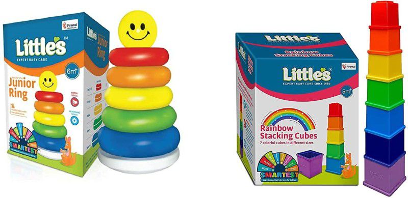ASKY Junior Ring & Little's Rainbow Stacking Cubes  (Multicolor)