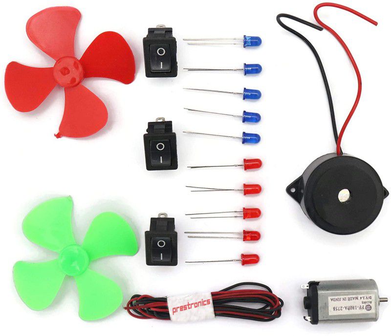 Prestronics Project Starter Kit - fan blade, motor, buzzer, all colour 5mm LED, and wire Electronic Components Electronic Hobby Kit