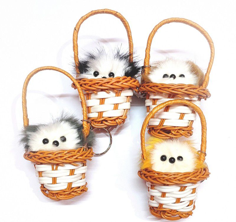 Renukart Angry squirrel basket Keychains beautiful hair style 4pcs. Pack Hand Puppets  (Pack of 4)