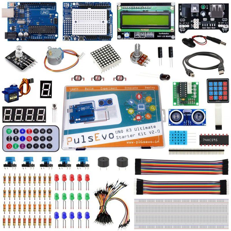 PulsEvo UNO R3 Ultimate Starter Kit V2 With 25+ Projects Learning Kit Including Tutorial Electronic Components Electronic Hobby Kit