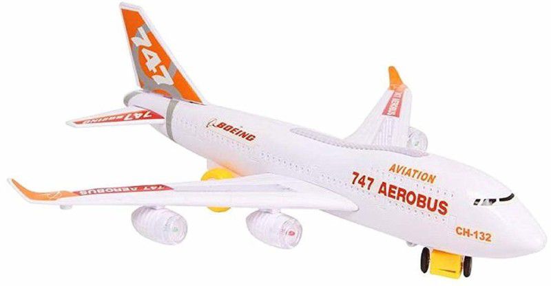 NSHIVA Musical Aeroplane Airbus Bump & Go Action with Sound & Lighting Gift Toy  (White)