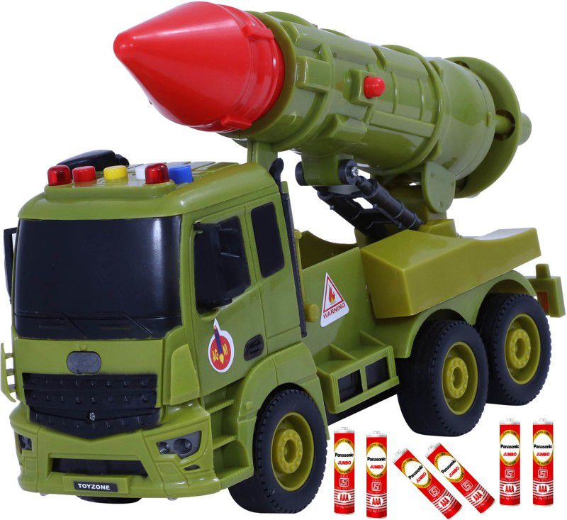 Miniature Mart Kids Missile Army Truck With Light & Sound + 6 AAA Batteries  (Green, Pack of: 1)
