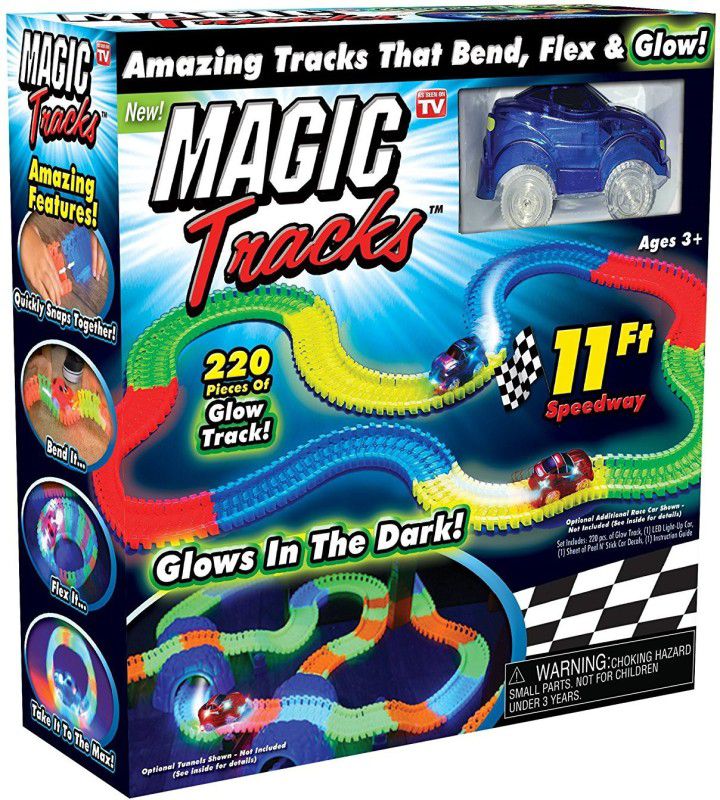 PH Artistic Magic Tracks The Amazing Race Racing Track That Can Bend, Flex and Glow in The Dark 11 Feet  (Multicolor, Pack of: 1)