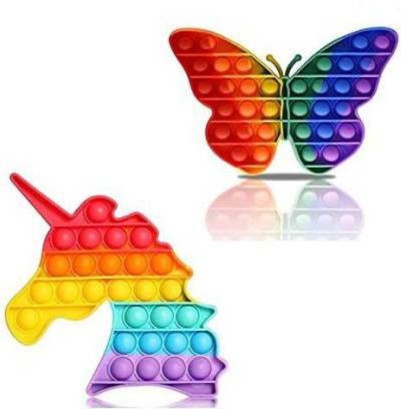 Ghoniya enterprise pop it Fidget Toys, pop it Fidget Toy Set | pop its Fidget Toys, Fidget Toys pop it Rainbow, pop it Toy, | poppit Fidget Toy, Rainbow pop it, Push pop Bubble Fidget Toy (Rainbow Butterfly+Hors) (Multicolor)  (Multicolor)