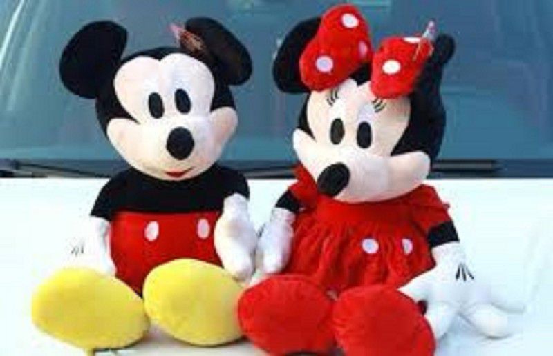 Yellow Star soft toy Cute Cartoon Minnie mickey Mouse 30acm, soft fabric multi color Stuffed for kids/baby/girl birthday/valentine day any occasion, festival - 30 cm  (Multicolor)