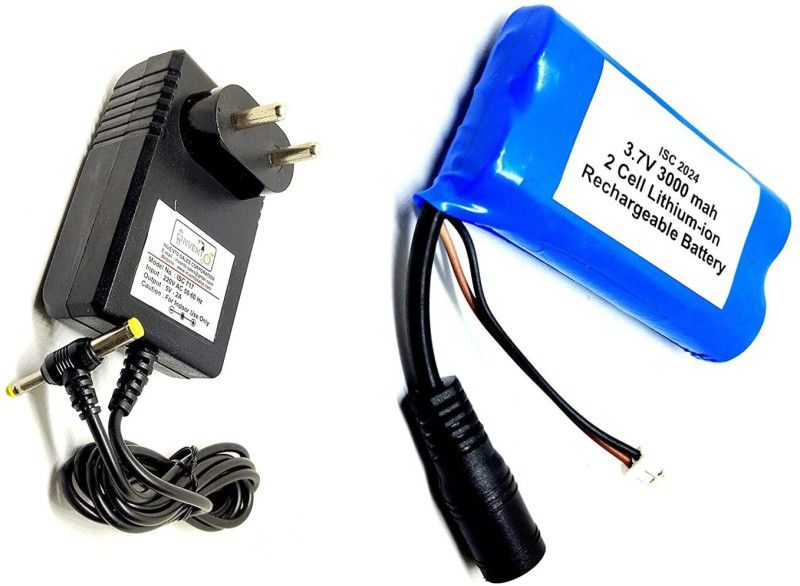 INVENTO 1Pcs 3.7V 3000mAh Polymer Lithium ion Li-ion Battery 2 Cell with 5V 2A Adaptor Automotive Electronic Hobby Kit