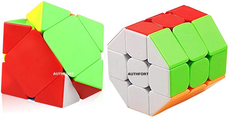 Authfort Speed Cube Set Skweb & 3 X 3 Barrel cube Stickerless High Speed Cube combo pack of 2  (2 Pieces)