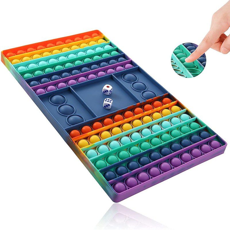 HIM TAX Big Pop It Game Dice I Rainbow Push Bubble Fidget Pad Sensory Toy I Pop It Ludo Chessboard I Jumbo Popit Figetget Toys I Gifts for Kids, Teens, Boys, Girls I Anti-Stress Tool for Anxiety Relief, Autism, Special Needs  (Multicolor)