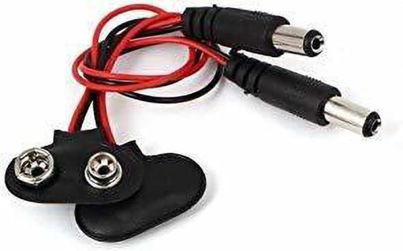 Aktronics 9V Battery Cap Connector Snap Cable with DC Male Jack for Power Supply by (Pack of 2) Electronic Components Electronic Hobby Kit