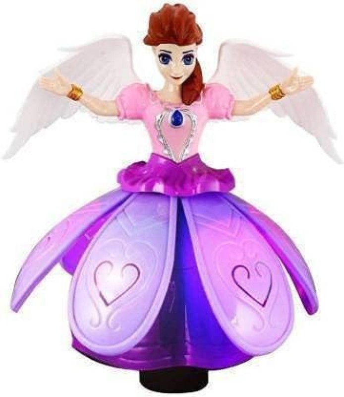Ratixes Princess Musical Rotating Angel Girl Flashing 5D Lights with Music Dancing Doll  (Multicolor)