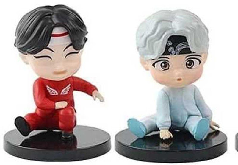 JAINSON MARTIN BTS Tiny Tan Sitting ( Set of 2 ) Mini Figure for BTS Army and Kpop Lovers  (Multicolor)