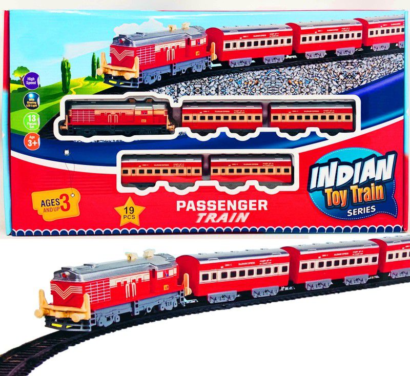 Giftary Battery Operated Indian Railways Train Track Set 4 Coach Front Glow Light  (Red)