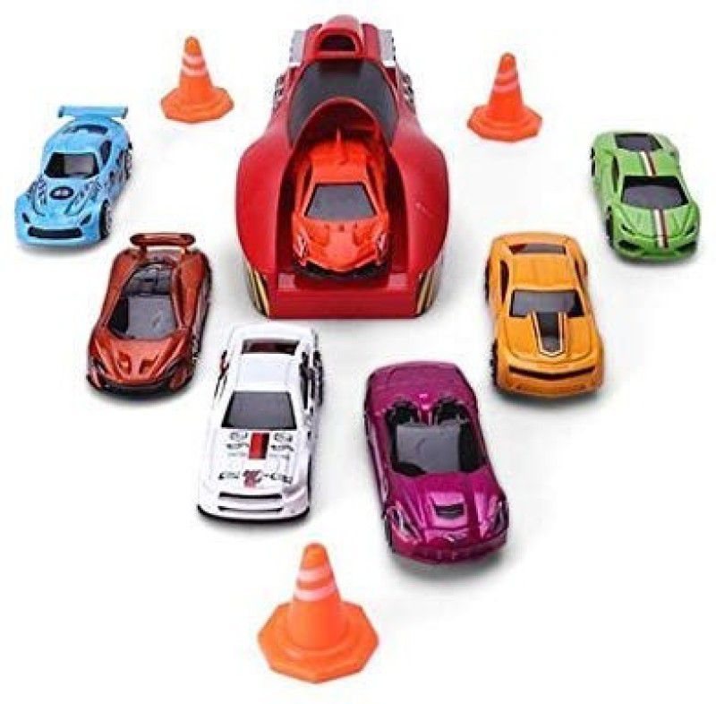 TMG Rapid Launcher Play Set Toy with 7 Die Cast Metal Stunt Car and Stoppers Best Toy Gift for Kids (Random Color)  (Multicolor, Pack of: 1)