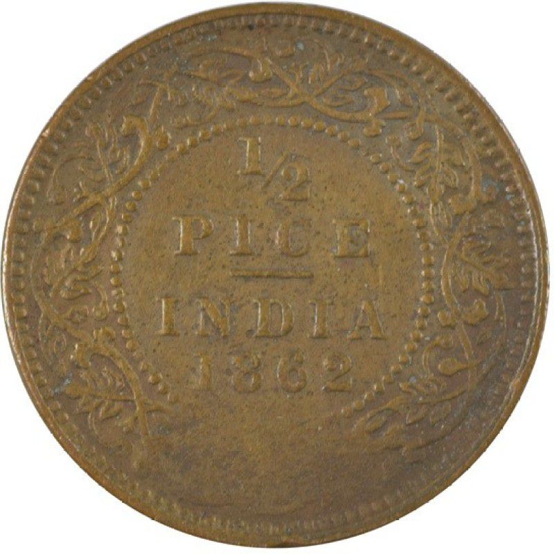 Mintage World British India Victoria Queen - 1_2 Pice 1862 calcutta Modern Coin Collection  (1 Coins)