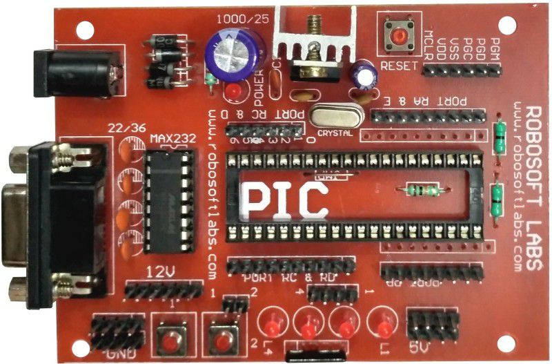 Robosoft Labs PIC 40PIN Development Board Mini with MAX232 IC Micro Controller Board Electronic Hobby Kit