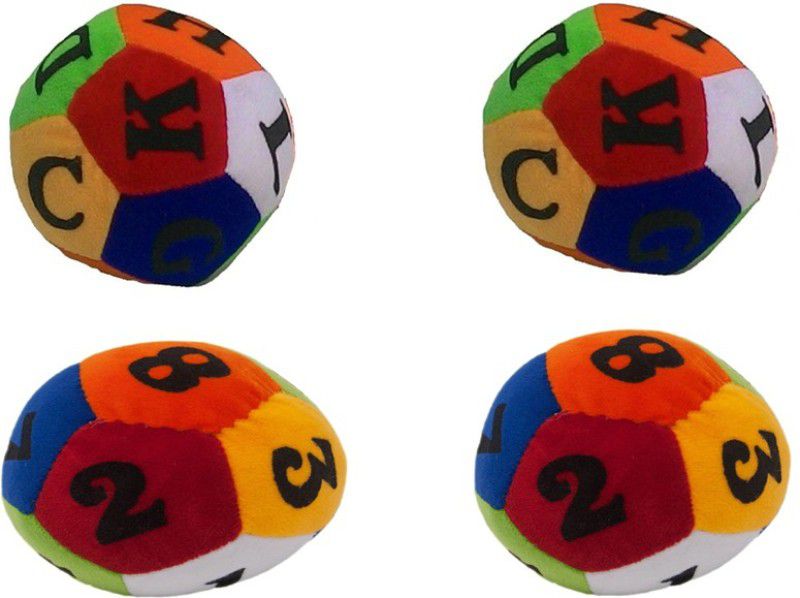 Deals India Deals India Numeric soft toy ball (Set of 2) and Deals india Alphabet soft toy ball (Setof 2) Combo - 12 inch  (Multicolor)