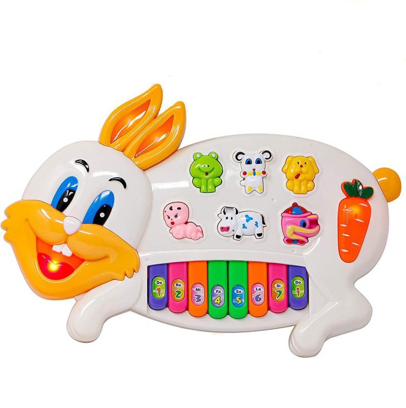 SR Toys Musical Rabbit Piano Toy with Flashing Light & Sound for Kid (Pack of 1)  (Multicolor)