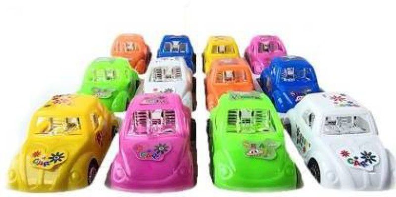 KGINT Mini Happy Car Combo 12 Cars Pull Push Forward Backward Plastic Best Return Gift's for Kid's (Multi Color) Pack of 12 Cars (12-Big-CAR) (Blue, Pack of: 1) (Blue  (Multicolor)