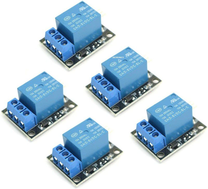 Aktronics 1 Channel 5V Relay Module Relay Board with Indicator Light LED PACK OF 5 Electronic Components Electronic Hobby Kit