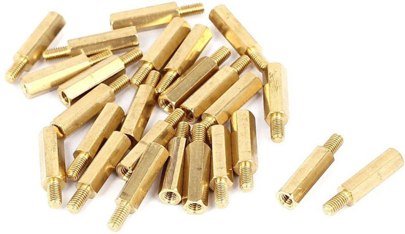 maruthi M3 x 15mm + 6mm Male to Female Thread Brass Hexagon Hex Standoff Spacer Pillars Gold Tone Set (Standard Parts) - 20 Pcs. Electronic Components Electronic Hobby Kit
