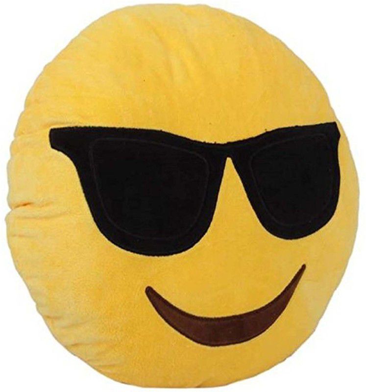Rk SUNLIGHT Smiley Emoji Crazy Sunglass Soft Plush Pillows (Yellow). - 30 cm  (Yellow)