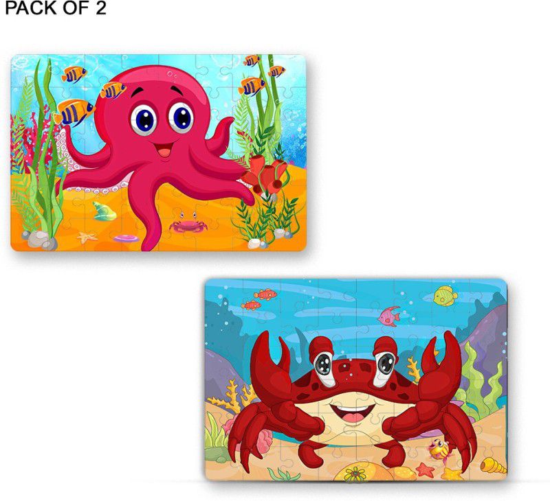 ULTRA 3D Jigsaw Kids Puzzle (Age 5+ Years) |Set of 2 | Octopus & Crab Theme  (24 Pieces)