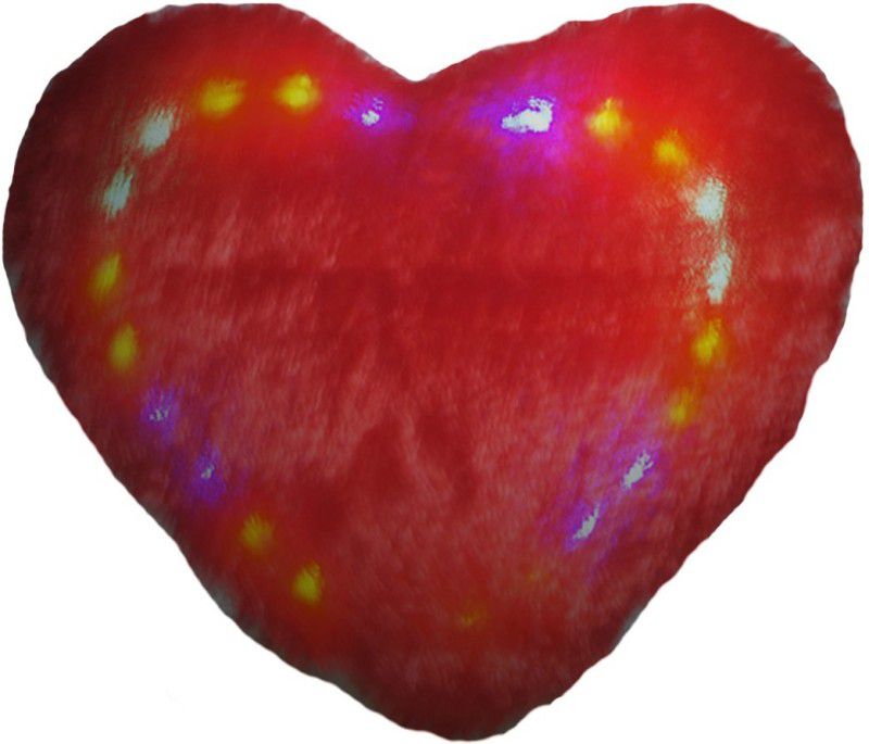 Muren Heart shaped soft toss cushion with Changing LED Light - 9  (Red)