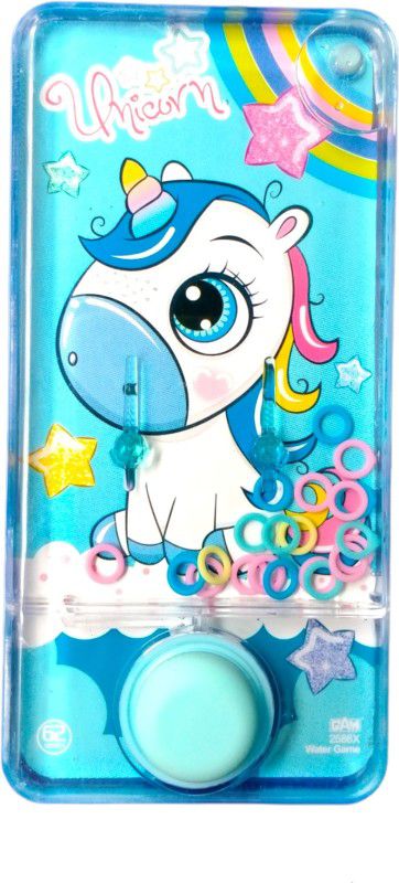 Caught Trendy Cute Unicorn Theme Handheld Water Game Water Bubble Ring Toss Toy Aqua Toys Water Game Gag Toy  (Blue)