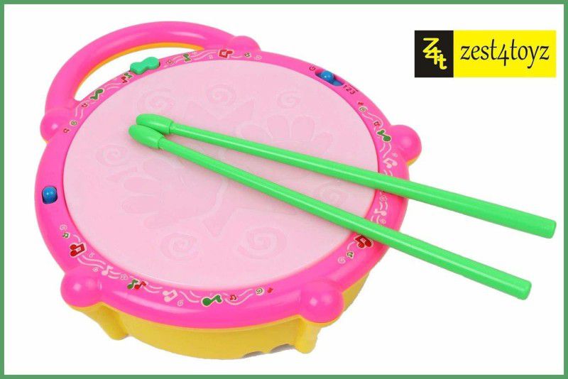zest 4 toyz Flash Drum Toy with Playing Sticks  (Pink)