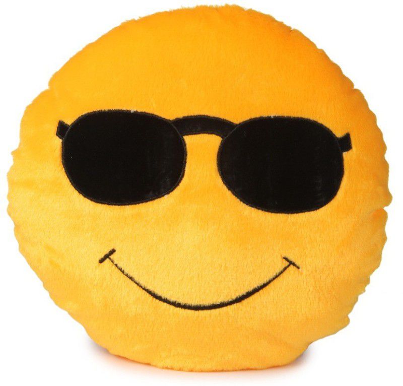 Deals India Soft Cool Dude Smiley Cushion - 35 cm  (Yellow)