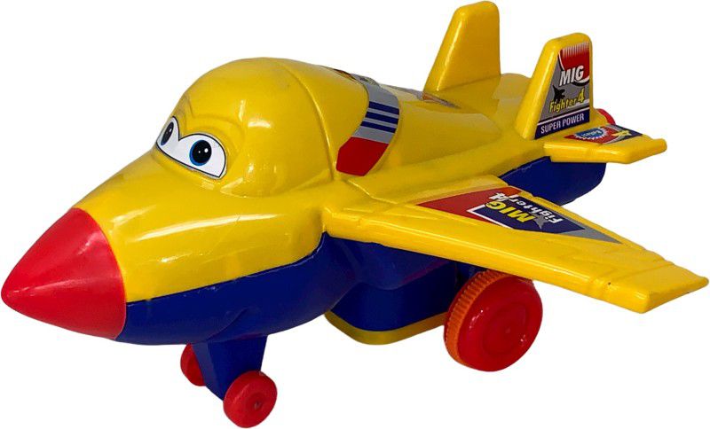 Miniature Mart Kids Cartoon Fighter Jet Plane Model Hand Push & Go Big Size Toys For Kids  (Multicolor, Pack of: 1)