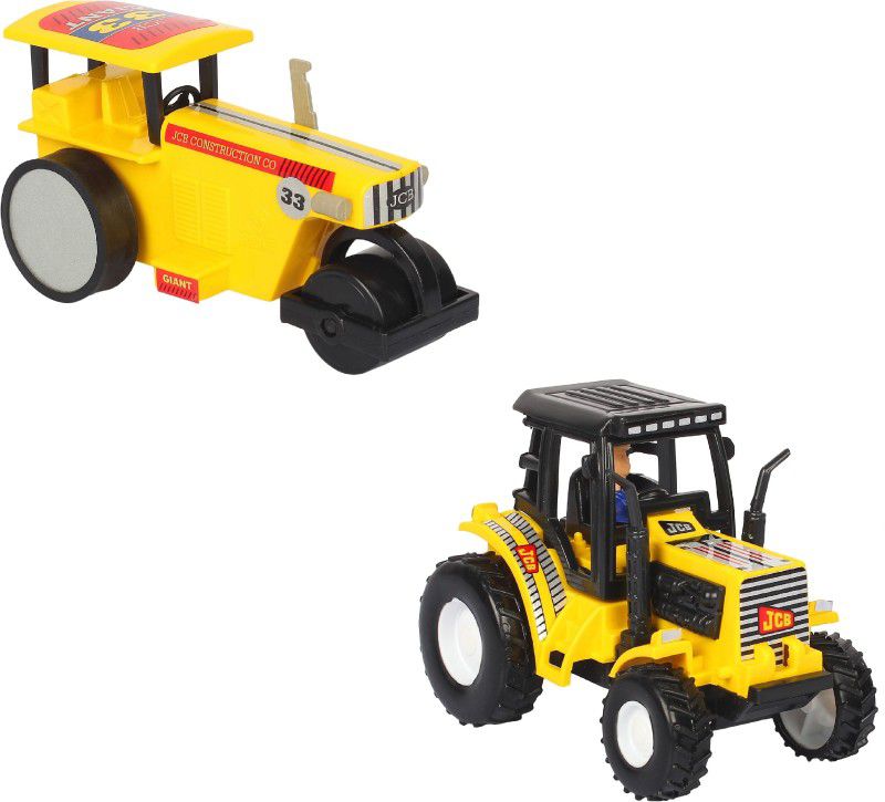 DEALbindaas Combo of Tractor & Road Roller Pull Back Die-Cast Construction Vehicle Model Toy  (Multicolor, Pack of: 2)