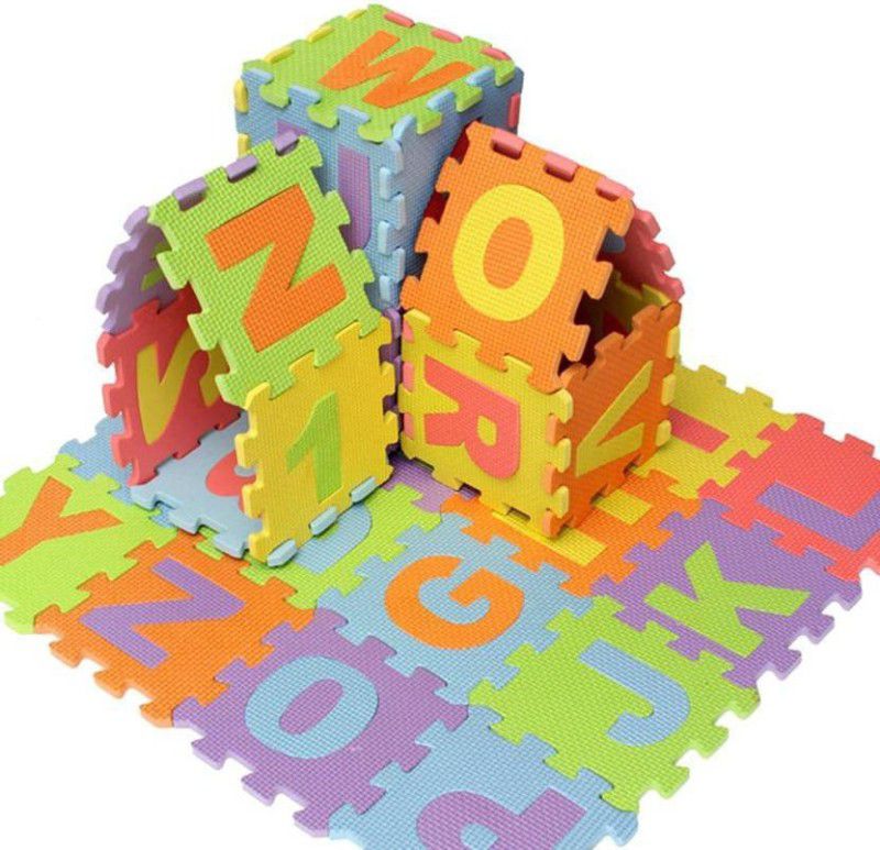 NV COLLECTION Building Blocks & Activity Puzzle Mat and Alphabet learning Blocks Thickest ABC/Numbers 0 to 9  (36 Pieces)
