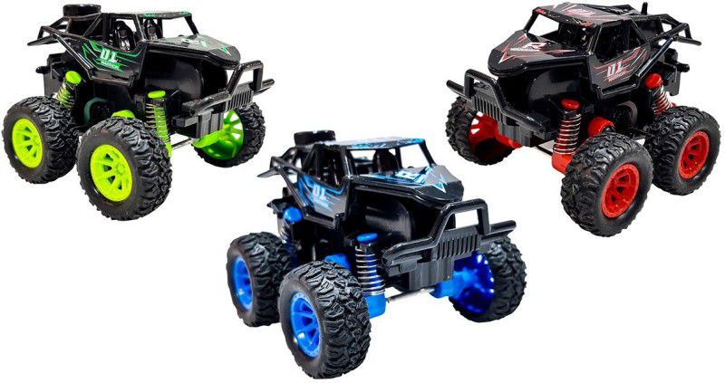 Toyshack Pull Back 3 Pcs Mini Rock Crawler Truck with Rubber Wheels for Kids  (Multicolor)
