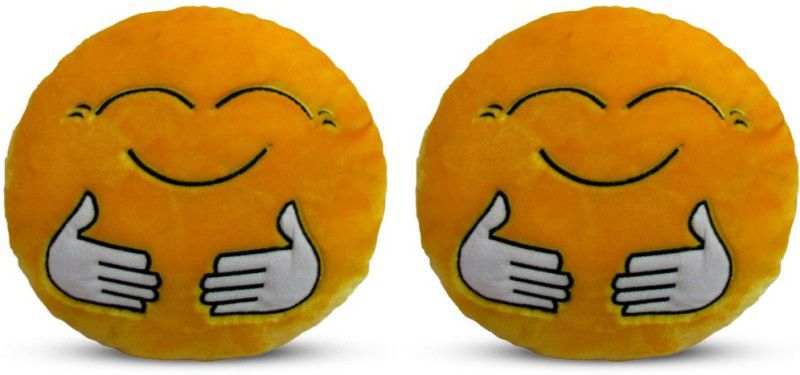 Deals India Deals India Yellow Hugging Smiley Cushion - 35 cm(smileyE&E) set of 2 - 35 cm  (Yellow)