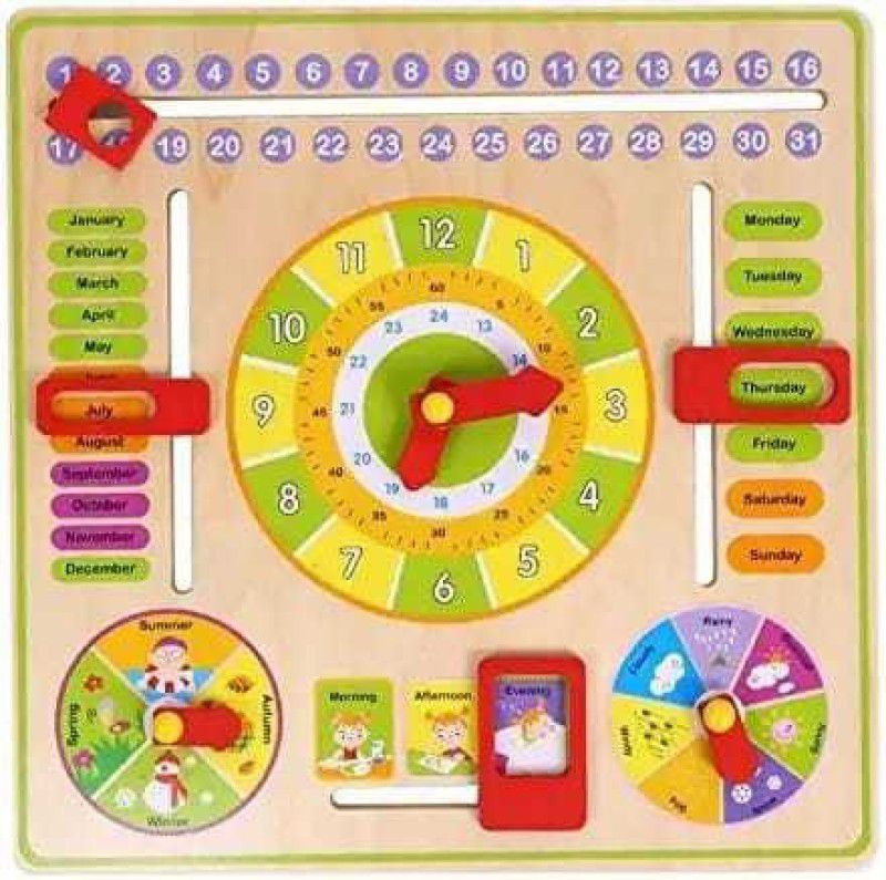 SN toy zone SNToyZone Wooden Educational Clock Set  (Multicolor)