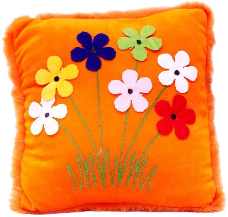 Deals India Deals India Orange Flower Cushion (35cm) - 35 cm  (Orange)