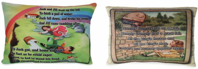 Deals India Jack and jill poem cushion (15x10 Inch) and Humpty Dumpty poem cushion (15x10 Inch) combo - 15 inch  (Multicolor)