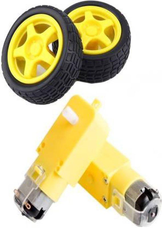 jivith 2 Robotics Wheel 2 BO Double Shaft Motor  (Yellow)