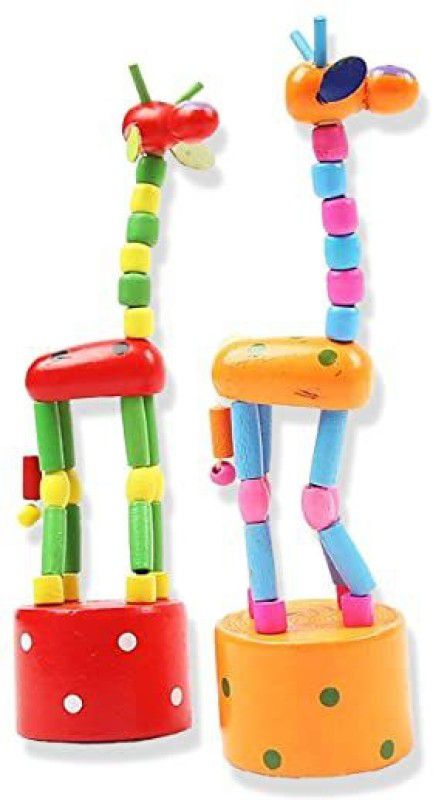 Crafts Export Wooden Baby Kids Multicolor Swing Rocking Giraffe Push Up Puppets  (Multicolor)