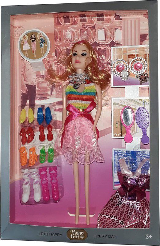 ADR PLAYZONE Baby Fashion Doll With Shoes & Fashion Accessories Kit  (Pink)