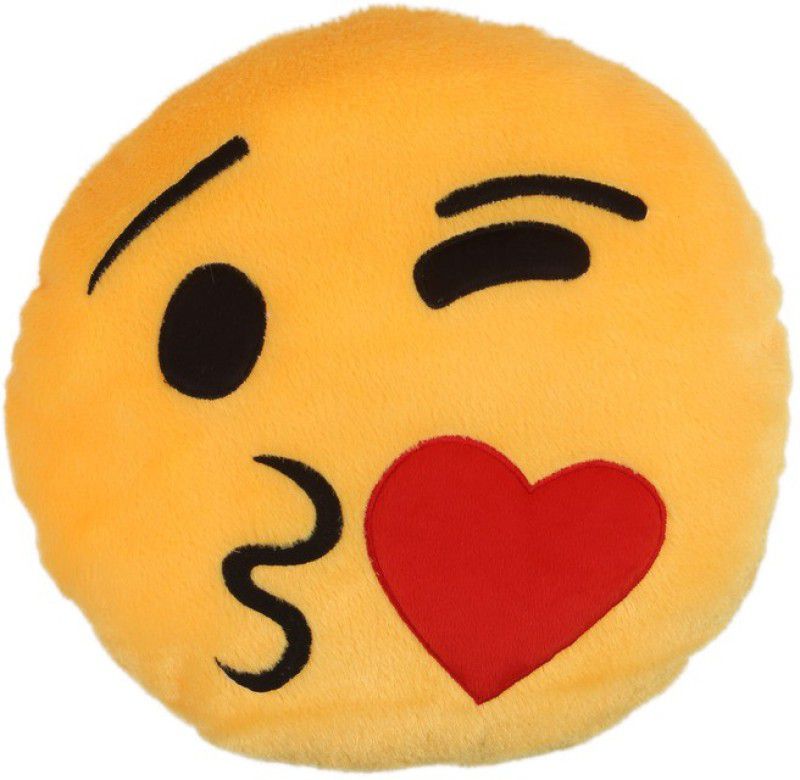 Deals India Deals India Face throwing a kiss Smiley cushion(SmileyF) - 35 cm  (Multicolor)