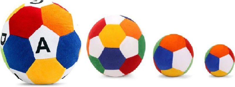 tgr ALAPHABETIC BALL FOOTBALL WITH THREE MEDIUM AND SMALL RATTLE BALL COMBO - 32 cm  (Multicolor)