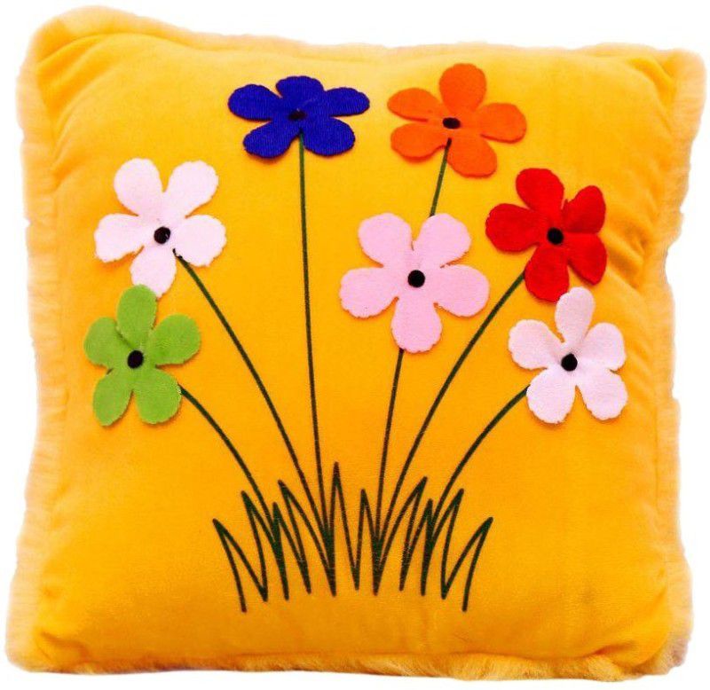 Deals India Deals India Yellow Flower Cushion (35cm) - 35 cm  (Yellow)